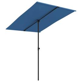 Umbrelă de soare exterior, stâlp aluminiu, azuriu, 2 x 1,5 m, 2 image