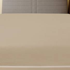 Cearșaf de pat cu elastic, gri taupe, 100x200 cm, bumbac, 2 image