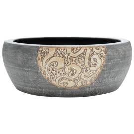 Lavoar de blat, negru și maro, rotund, Φ41x14 cm, ceramică, 2 image