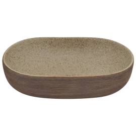 Lavoar de blat, nisipiu și maro 59x40x14 cm, ceramică, oval, 4 image