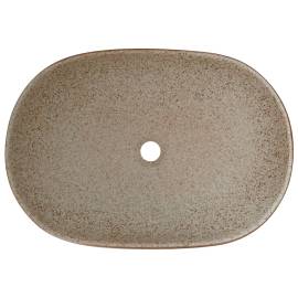 Lavoar de blat, nisipiu și maro 59x40x14 cm, ceramică, oval, 6 image