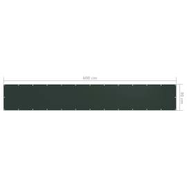 Paravan de balcon, verde închis, 90x600 cm, țesătură oxford, 5 image
