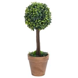 Plante artificiale cimișir cu ghiveci, 2 buc. verde 41 cm minge, 3 image