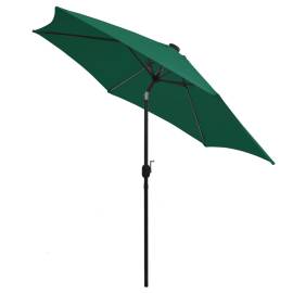 Umbrelă de soare, led-uri și stâlp aluminiu, verde, 300 cm, 4 image