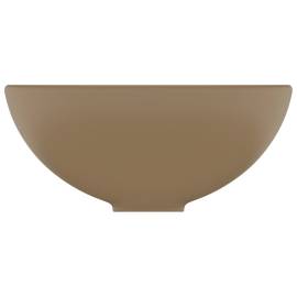 Chiuvetă baie lux, crem mat, 32,5x14 cm, ceramică, rotund, 4 image
