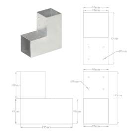 Conector de grindă, formă l, 91 x 91 mm, metal galvanizat, 7 image