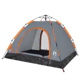 Cort de camping, 3 persoane, gri/portocaliu, setare rapidă, 5 image