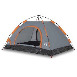 Cort de camping, 3 persoane, gri/portocaliu, setare rapidă, 2 image