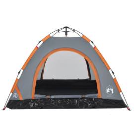 Cort de camping, 3 persoane, gri/portocaliu, setare rapidă, 8 image