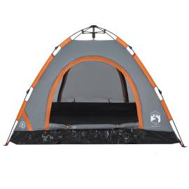 Cort de camping, 3 persoane, gri/portocaliu, setare rapidă, 6 image