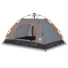 Cort de camping, 4 persoane, gri/portocaliu, setare rapidă, 2 image