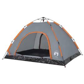 Cort de camping, 4 persoane, gri/portocaliu, setare rapidă, 4 image