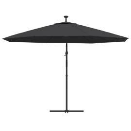 Umbrelă în consolă cu lumini led, negru, 350 cm, 7 image