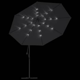 Umbrelă în consolă cu lumini led, negru, 350 cm, 6 image