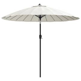 Umbrelă de soare de exterior, stâlp aluminiu, nisipiu, 270 cm, 2 image