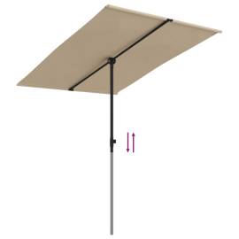 Umbrelă de soare exterior, stâlp aluminiu, gri taupe, 2x1,5 cm, 7 image