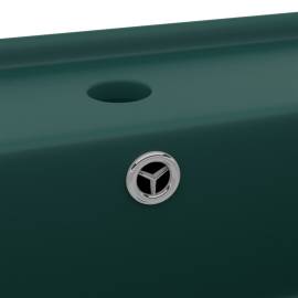 Chiuvetă lux preaplin verde închis mat 41x41 cm ceramică pătrat, 5 image