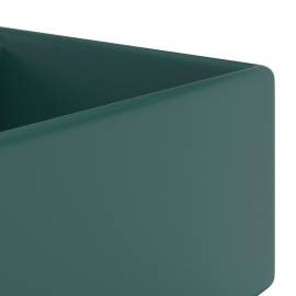 Chiuvetă lux preaplin verde închis mat 41x41 cm ceramică pătrat, 4 image