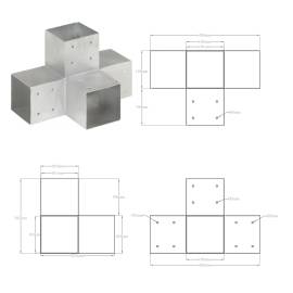 Conector de grindă, formă x, 101 x 101 mm, metal galvanizat, 7 image