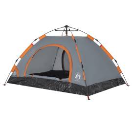 Cort de camping, 2 persoane, gri/portocaliu, setare rapidă, 4 image