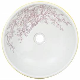 Lavoar de blat, alb și galben, rotund, Φ41x14 cm, ceramică, 4 image