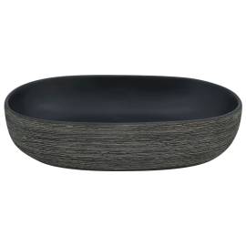 Lavoar de blat, gri și negru, 59x40x14 cm, ceramică, oval, 4 image