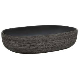 Lavoar de blat, gri și negru, 59x40x14 cm, ceramică, oval, 2 image