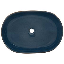 Lavoar de blat, maro și albastru, 59x40x14 cm, ceramică, oval, 6 image