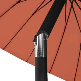 Umbrelă de soare de exterior, stâlp aluminiu, cărămiziu, 270 cm, 6 image