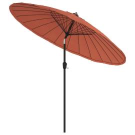 Umbrelă de soare de exterior, stâlp aluminiu, cărămiziu, 270 cm, 3 image