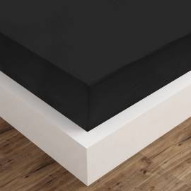 Cearșafuri cu elastic, 2 buc., negru, 180x200 cm, bumbac, 2 image