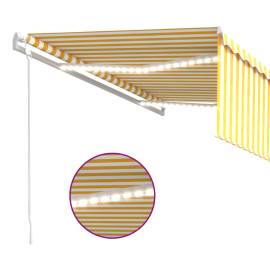 Copertină automată cu stor&senzor vânt&led, galben&alb, 4x3 m, 5 image