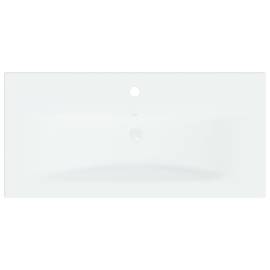 Chiuvetă încorporată cu robinet, alb, 81x39x18 cm, ceramică, 8 image