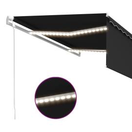 Copertină automată cu stor&senzor vânt&led, antracit, 4x3 m, 5 image