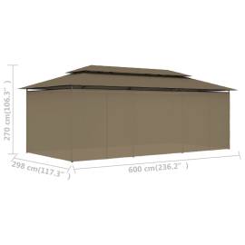 Pavilion cu perdele, gri taupe, 600 x 298 x 270 cm, 180 g/m², 9 image