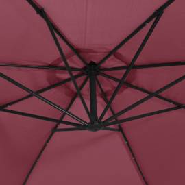 Umbrelă în consolă cu lumini led, roșu bordo, 350 cm, 9 image