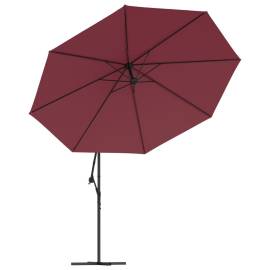 Umbrelă în consolă cu lumini led, roșu bordo, 350 cm, 5 image