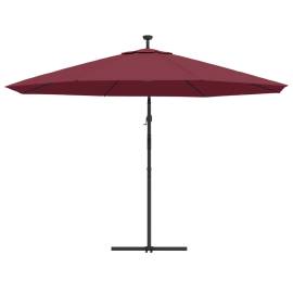 Umbrelă în consolă cu lumini led, roșu bordo, 350 cm, 7 image