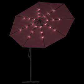 Umbrelă în consolă cu lumini led, roșu bordo, 350 cm, 6 image