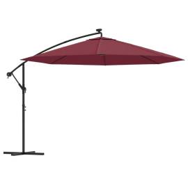 Umbrelă în consolă cu lumini led, roșu bordo, 350 cm, 2 image