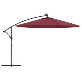 Umbrelă în consolă cu lumini led, roșu bordo, 350 cm, 4 image