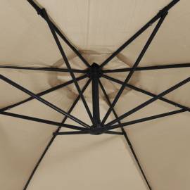 Umbrelă de consolă cu led și stâlp de metal, gri taupe, 350 cm, 9 image
