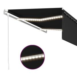 Copertină automată cu stor&senzor vânt&led, antracit, 4,5x3 m, 5 image