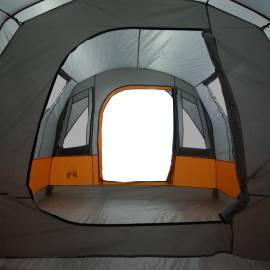 Cort de camping tunel 3 persoane, gri/portocaliu, impermeabil, 9 image