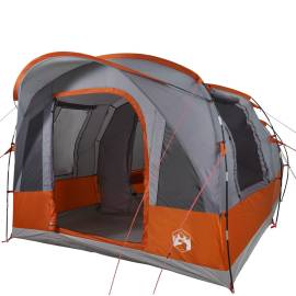 Cort de camping tunel 3 persoane, gri/portocaliu, impermeabil, 5 image