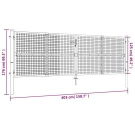 Poartă de grădină din plasă, gri, 400 x 175 cm, oțel galvanizat, 6 image