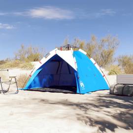 Cort camping 3 persoane albastru azur impermeabil setare rapidă, 3 image