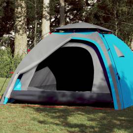 Cort de camping cupolă 4 persoane, setare rapidă, albastru
