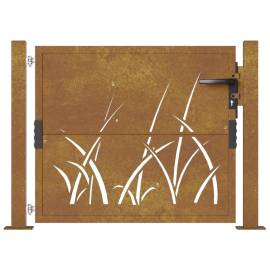Poartă pentru grădină, 105x80 cm, oțel corten, model iarbă, 4 image