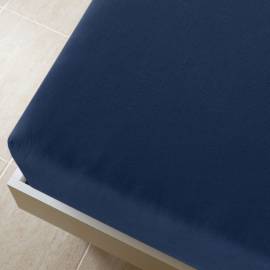 Cearșaf de pat cu elastic, bleumarin, 160x200 cm, bumbac, 3 image